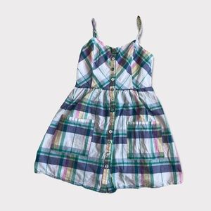 Forever 21 Pastel Plaid Button Down Summer Mini Dress